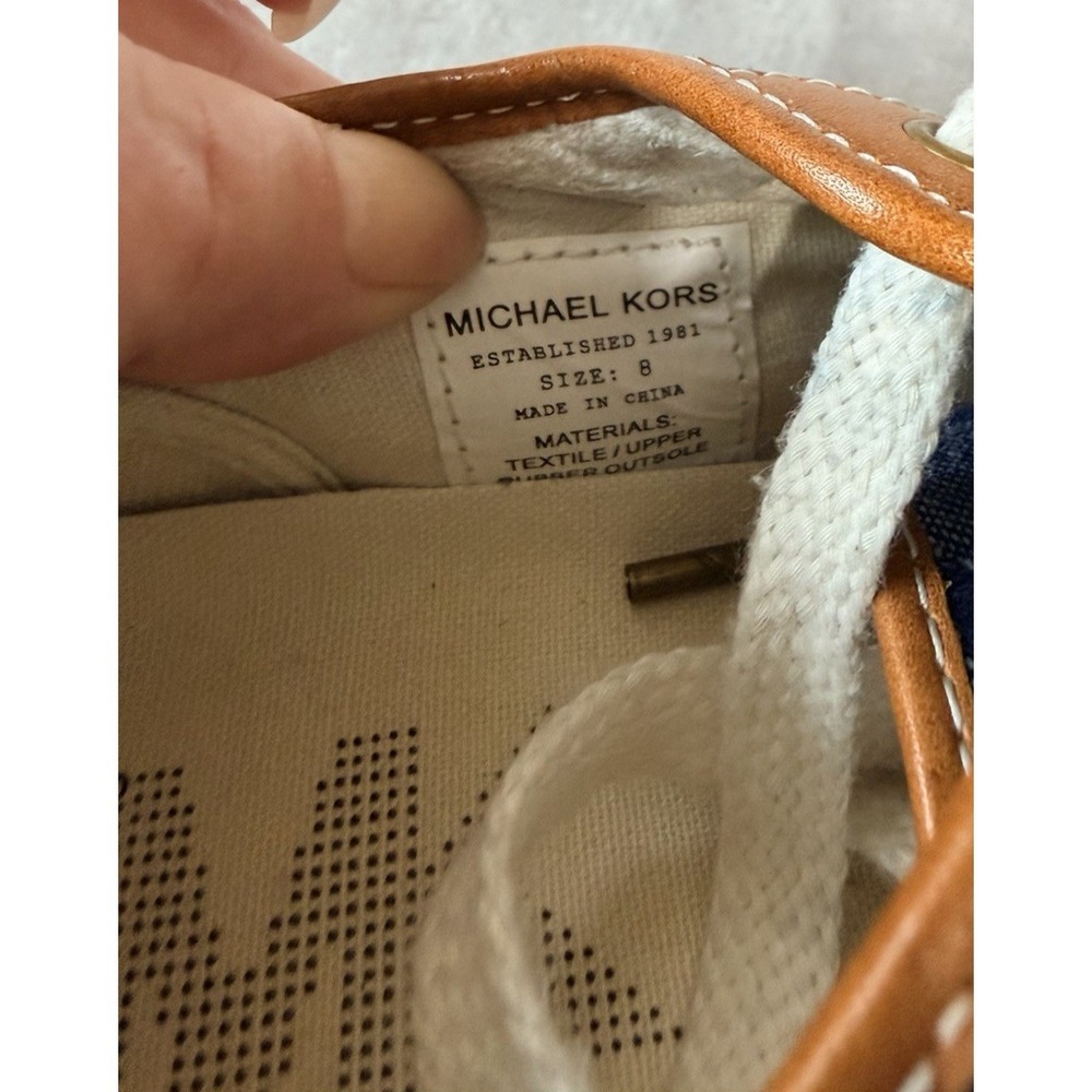 Michael Kors Signature SZ 8 Lace-Up Sneakers Denim Blue White Logo - Picture 7 of 7